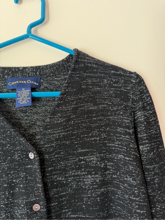 Charter Club Sweaters - Charter Club Black Heathered Knit Cardigan